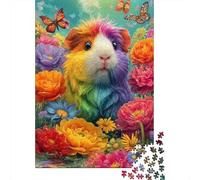 Cochon d Inde Coloré Puzzle 1000 Pièces Papier pour Adultes Fleurs Puzzle en Famille Papillon Détente Décoration Cadeau 38x26cm/1000pcs