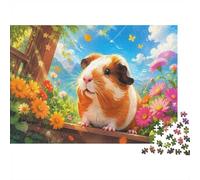 Cochon d’Inde Jardin Fleur 1000 Pièces pour Adultes Mini Puzzle Détente