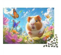 Cochon D’Inde Papillon Fleur 1000 Pièces pour Adultes Mini Puzzle Difficile