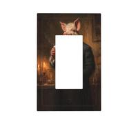 Cochon dans une bougie - Plaque murale pour interrupteur - Plaque murale à bascule simple - Décoration pour la maison, la cuisine, la salle de bain