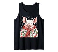 Cochon de Noël pour Amoureux des Animaux enveloppé dans Une Couverture de Vacances Débardeur