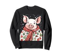 Cochon de Noël pour Amoureux des Animaux enveloppé dans Une Couverture de Vacances Sweatshirt