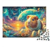 Cochon d'Guinée avec des œufs sous la Lune géante Puzzle De 1000 Pièces Cochon d'Guinée Mignon Défi De Jeu d'esprit pour Adultes Et Enfants 38x26cm/1000pcs