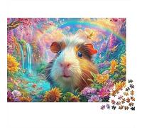 Cochon d'Guinée dans Un Jardin Arc-en-Ciel Puzzle De 1000 Pièces Cochon d'Guinée Mignon Parfait pour Hommes, Femmes, Personnes Âgées Et Seniors 70x50cm/1000pcs