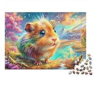 Cochon d'Guinée dans Une scène de ruisseau enneigé Puzzle De 1000 Pièces Cochon d'Guinée Mignon Loisirs Familiaux pour Adultes Et Enfants 70x50cm/1000pcs