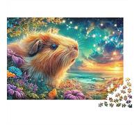 Cochon d'Guinée Regarde au Coucher de Soleil étoilé Puzzle De 1000 Pièces Cochon d'Guinée Mignon Parfait pour Hommes, Femmes, Personnes Âgées Et Seniors 52x38cm/1000pcs