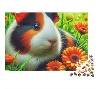 Cochon d'Inde avec Fleurs Puzzle 1000 Pièces pour Adultes Scène de Jardin 70x50cm/1000pcs