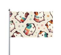 Cochon D'Inde Coloré Drapeaux De Jardin Avec Œillets Drapeau De Jardin Colorée Bannière Décoration Pour Balcon Extérieure Patio 90X152Cm