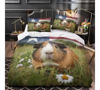 Cochon D'inde Housse de Couette 140x200 Parures de Lit 1 Personne Imprimé 3D Microfibre Douce Animaux et Animaux de Compagnie Mignons Housses Couette avec 2 Taies d'oreiller et Fermeture Éclair i.5678