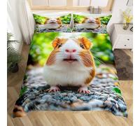 Cochon D'inde Housse de Couette 160x200 Parures de Lit 1 Personne Imprimé 3D Microfibre Douce Animaux Mignons et Animaux de Compagnie Housses Couette avec 2 Taies d'oreiller et Fermeture Éclair h.4095