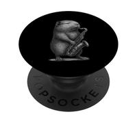 Cochon d'Inde jouant du saxophone Jazz Musique Amoureux des animaux PopSockets PopGrip Adhésif