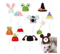 Cochon d'Inde - Petits chapeaux tricotés à 12 % avec sangle réglable, accessoires de costume colorés pour cochon d'Inde, costume de hamster, mini chapeaux pour chinchilla
