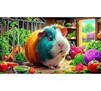 Cochon d'Inde Puzzle 1000 Pieces Cadeau Unique Jeu éducatif Challenge Toy de qualité supérieure Peinture Art pour Adultes et Enfants Cochon d'Inde38x52cm/1000pcs