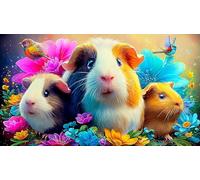 Cochon d'Inde Puzzle 1000 pièces Cadeau Unique Jeu éduchatif défi Jouet de qualité supérieure Peinture Art pour Adultes et Enfants à partir de 12 Ans 75x50cm/1000pcs