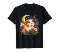 Cochon d'Inde sous la Lune avec étoiles et Fleurs T-Shirt