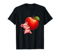 Cochon en colère Kawaii avec Une scène géante de Pomme Rouge T-Shirt