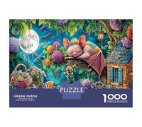 Cochon endormi dans Les Fleurs 1000 Pièces Puzzle Premium Conte de fées Fantastique Puzzle Adultes Carton Recyclé - Familles, Entraînement Cérébral, Cadeau Anniversaire, Pause Bureau 52x38cm/1000pcs
