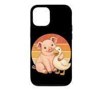 Cochon et Canard Best Friends Animaux de la Ferme Coque pour iPhone 12/12 Pro