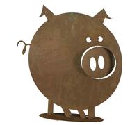 Cochon Gustav 49Cm Sur Socle, Métal Avec Décoration En Acier Corten Pour Jardin