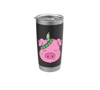 Cochon indigène animal avec plume de bijoux indigènes Gobelet isotherme en acier inoxydable double paroi