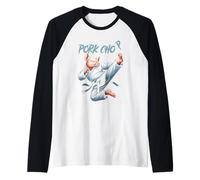 Cochon Karaté Côtelette de Porc Drôle Art Martial Art Combat Animal Manche Raglan