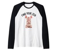 Cochon méditant Zen Sourire Joie Mindful Manche Raglan