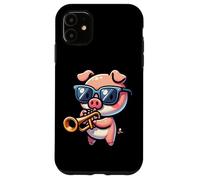 Cochon Mignon Joue Trompette Lunettes Coque pour iPhone 11