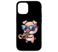 Cochon Mignon Joue Trompette Lunettes Coque pour iPhone 12/12 Pro