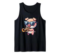 Cochon Mignon Joue Trompette Lunettes Débardeur