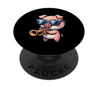 Cochon Mignon Joue Trompette Lunettes PopSockets PopGrip Adhésif