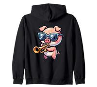 Cochon Mignon Joue Trompette Lunettes Sweat à Capuche