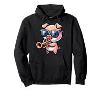 Cochon Mignon Joue Trompette Lunettes Sweat à Capuche