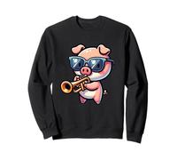 Cochon Mignon Joue Trompette Lunettes Sweatshirt