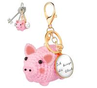 Cochon Positif, Poupée de Cochon Porte-Bonheur Porte Clef, Pocket Hug Cochon, Crochet Terre Vie Positive Mignonne avec Porte Clef d'Encouragement, Cadeaux Positifs pour Femme Collègues Amis Famille