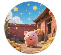 Cochon Puzzle 1000 Pièces Jouet en Bois Cadeau Unique De l'art De La DécoRation Animaux Jeu Éduchatif Challenge Toy Adultes Et Enfants À Partir De 14 Ans 1000pcs (67.5x67.5cm)