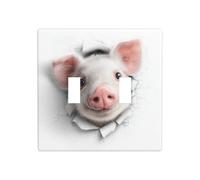 Cochon regardant hors d'un trou, double interrupteur à bascule, plaque murale, décoration d'interrupteur, taille standard - 11,4 x 11,4 cm