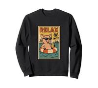 Cochon relaxant mignon animal vintage cochon relax imprimé rétro Sweatshirt