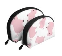 Cochon Rose, Trousse de Maquillage Coquille Femme Petit Porte-Monnaie Trousse de Toilette Trousse à cosmétiques 2 pièces