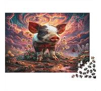 Cochon sous Le Ciel de tempête de feu Puzzle 1000 Pièces : Faune Sauvage Jeux Éduchatifs Défiant, pour Adultes, Cadeau Et Décoration Parfaite 52x38cm/1000pcs