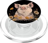 Cochon Vintage Fleurs Drôle Ferme Animaux Fermier Fermier PopSockets PopGrip pour MagSafe