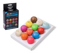 Cochonnet pétanque - ENGELHART - Modèle 010147 - Lot 12 (10 colorés+2 naturels) - Bois massif - Ø30 mm, ~10 g
