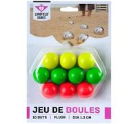 Cochonnets en bois - ENGELHART - Lot de 10 - 3 rouges, 3 jaunes, 4 verts - Diamètre 30 mm - Mixte