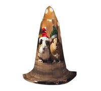 (Cochons d'Inde mignons portant un chapeau de Noël) Cape à capuche imprimée pour adolescents fête costumée Halloween Cape douce et élastique, M
