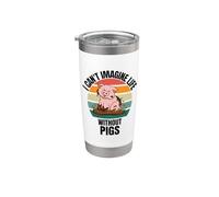 Cochons mignons rétro I Can't Imagine Life Without Pigs Gobelet isotherme en acier inoxydable double paroi