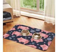 Cochons Mignons,Tapis d'alimentation pour Animaux de Compagnie, Sets de Table en Cuir PU pour Chats et Chiens,40x60cm