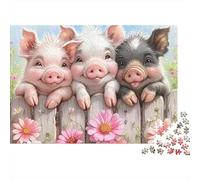Cochons sur la clôture 1000 Pièces Puzzle pour Adultes Carton Résistant Anti-Stress Difficile pour Experts sans Reflets sans Défaut 70x50cm/1000pcs