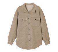 Cocila 2025 Autumn And Winter New Solid Color Fashion Texture Casual Versatile Lapel Coat Manteau Habillé Hiver (Khaki S) Blouson Coupe Vent Femmes Veste Moto Femmes Ete En Jean Rose Universitaire