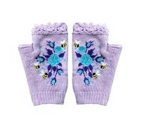 Cocila 202555 Brodés À La Main Tricotés Pour Femmes Fleurs Sans Doigts Mitaine Homme Gants Laine Gant Noir Femme Polaire Travail Fille Gloves Winter Fingerless Enfant Mitaines Avec Froid Doigt