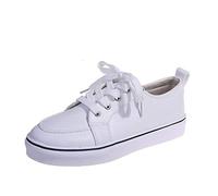 Cocila Basket Femme Confort Chaussure De Running Lace-Up Round Chaussures pour Femmes Mode Flat Single White Sport Fitness Souple Marche Confortable Wide Fit Les Baskets Orthopedique Randonnée Blanc