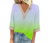 Cocila Blouse Medical Soldes Blouse Travail Femme T Shirts De Noel Manche 3/4 Coton Veterinaire Haut Bleu Ciel Longue Oversize Chemisier Fleuri BohèMe Manches Courtes Chemise Broderie